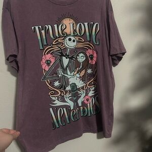 Disney Nightmare Before Christmas “True Love Never Dies” Washed Purple Tee M